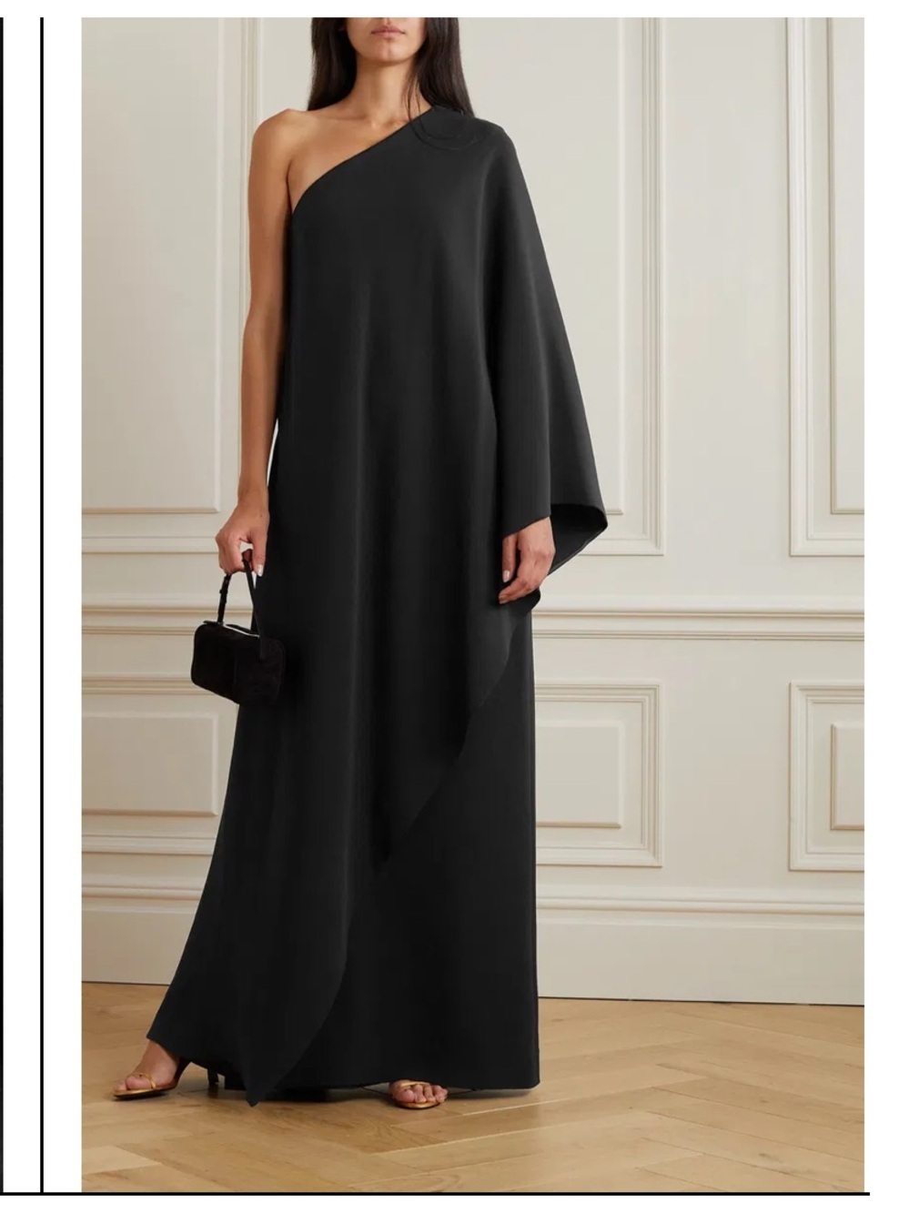The Row NEW Rare Sparrow Silk One-Shoulder Black Draped Maxi Dress Size 10